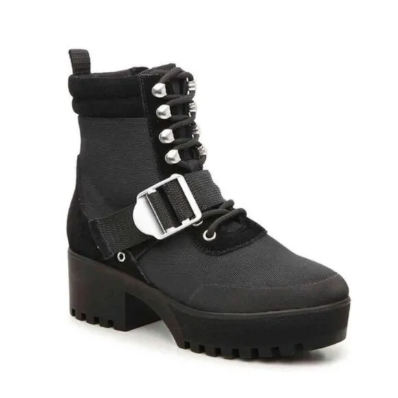 Steve Madden Grady Buckle Hiking Platform Combat Boots, Size 8 New in Box