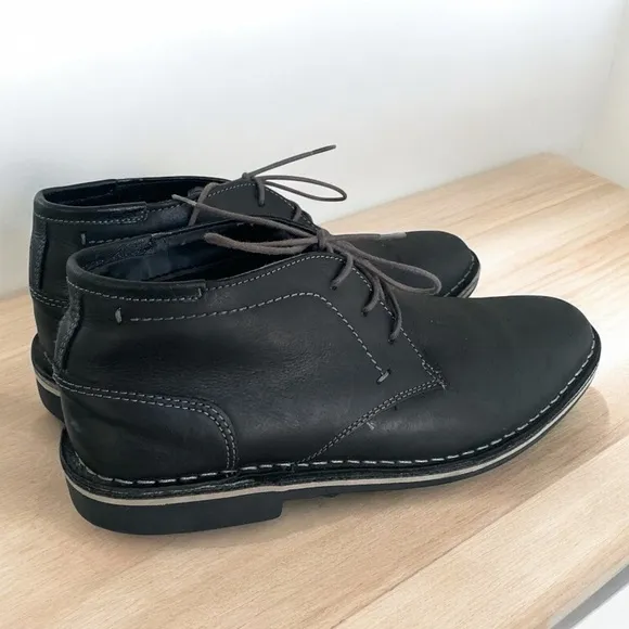 STEVE MADDEN Leather Harken Chukka Boot Mens Size 7.5 Black Business Cas…