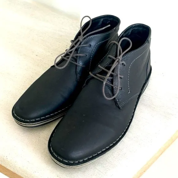 STEVE MADDEN Leather Harken Chukka Boot Mens Size 7.5 Black Business Cas…