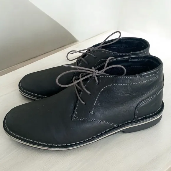 STEVE MADDEN Leather Harken Chukka Boot Mens Size 7.5 Black Business Cas…