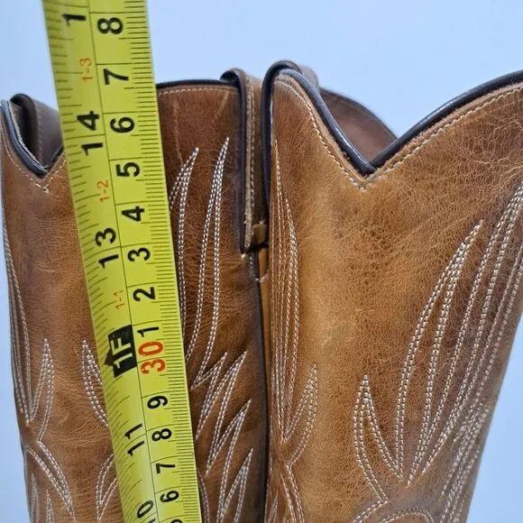 Steve Madden Lonestar Leather Western Cowboy Boots Pointed Toe Size 8.5 Camel