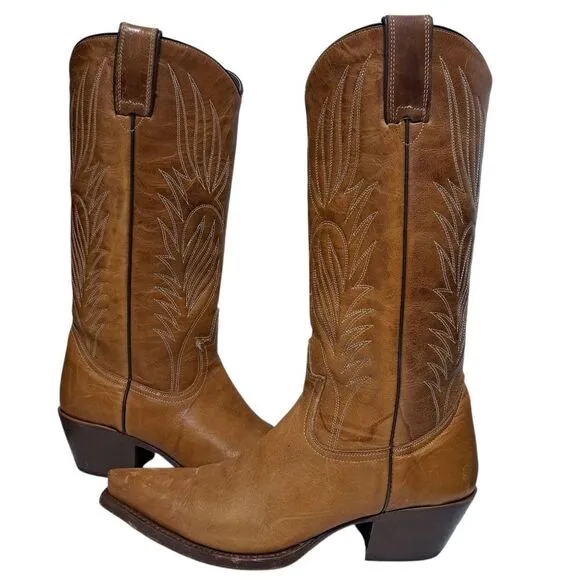Steve Madden Lonestar Leather Western Cowboy Boots Pointed Toe Size 8.5 Camel
