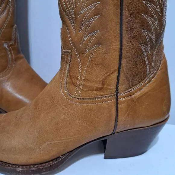 Steve Madden Lonestar Leather Western Cowboy Boots Pointed Toe Size 8.5 Camel
