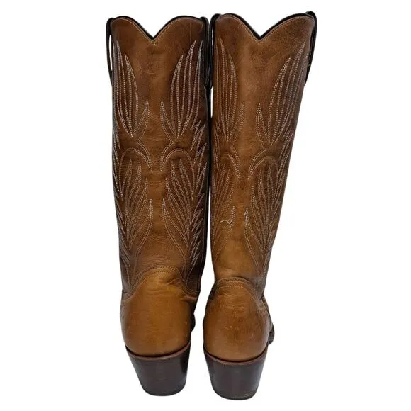 Steve Madden Lonestar Leather Western Cowboy Boots Pointed Toe Size 8.5 Camel