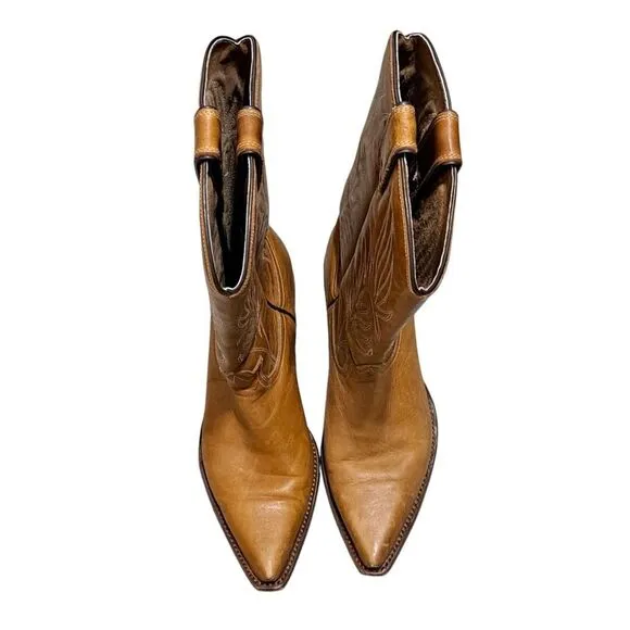 Steve Madden Lonestar Leather Western Cowboy Boots Pointed Toe Size 8.5 Camel