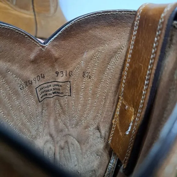 Steve Madden Lonestar Leather Western Cowboy Boots Pointed Toe Size 8.5 Camel