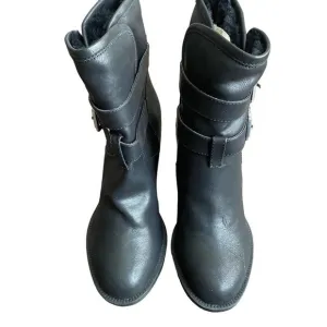 Steve Madden Sz 6 winter calf buckle wedge heel boots NWT