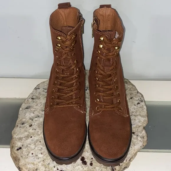 Steven By Steve Madden Grandy Brown Suede Lug Sole Hiker Lace Up Boots Women 8