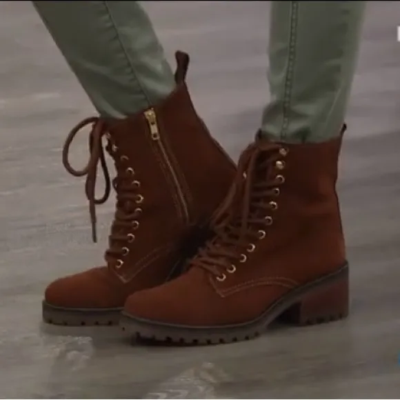 Steven By Steve Madden Grandy Brown Suede Lug Sole Hiker Lace Up Boots Women 8
