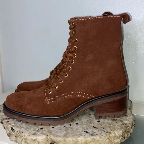 Steven By Steve Madden Grandy Brown Suede Lug Sole Hiker Lace Up Boots Women 8