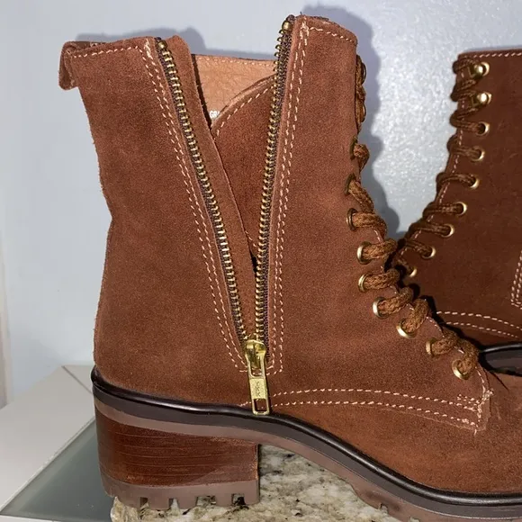 Steven By Steve Madden Grandy Brown Suede Lug Sole Hiker Lace Up Boots Women 8