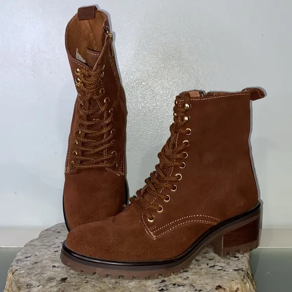 Steven By Steve Madden Grandy Brown Suede Lug Sole Hiker Lace Up Boots Women 8