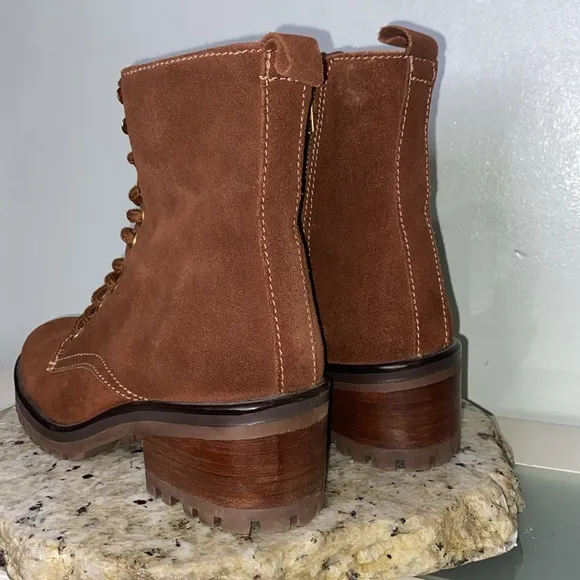Steven By Steve Madden Grandy Brown Suede Lug Sole Hiker Lace Up Boots Women 8