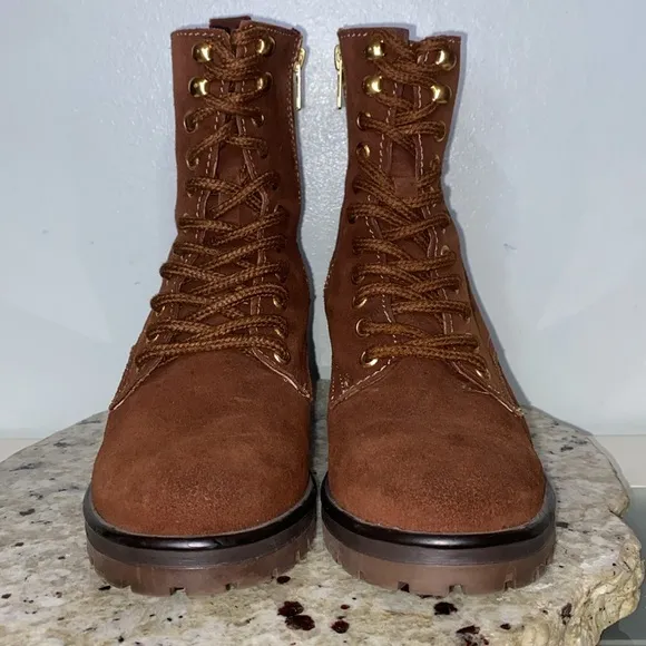 Steven By Steve Madden Grandy Brown Suede Lug Sole Hiker Lace Up Boots Women 8