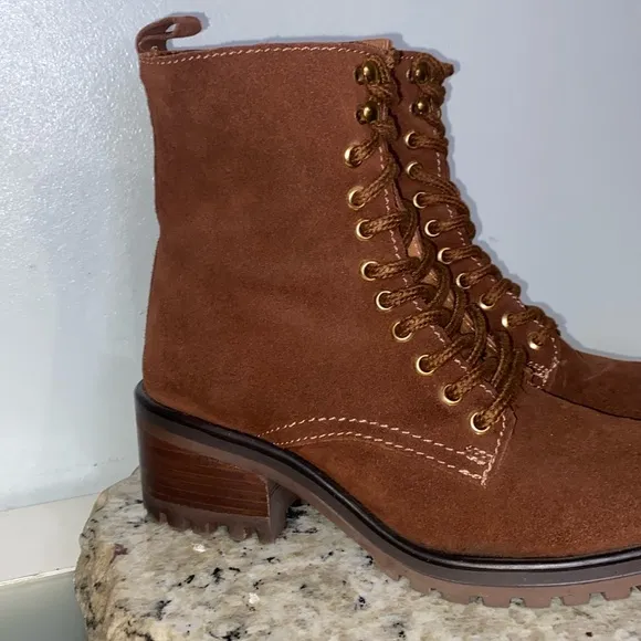 Steven By Steve Madden Grandy Brown Suede Lug Sole Hiker Lace Up Boots Women 8