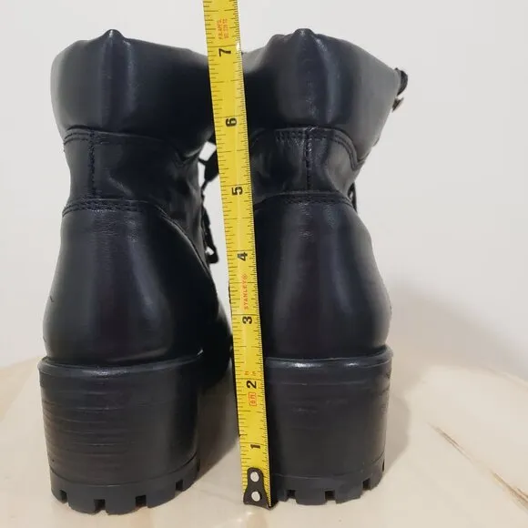 Steven by Steve Madden Grenada Hiking Boots Size 9 Black Leather Lace up Moto