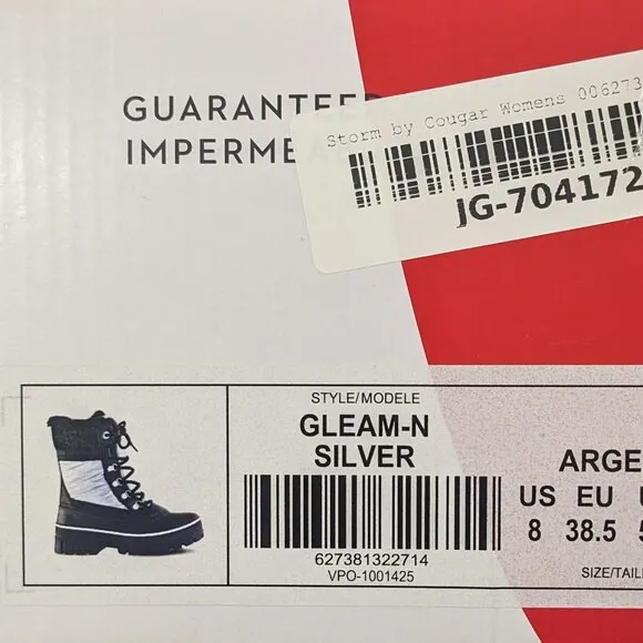 Storm By Cougar Gleam Waterproof Winter Boots, Silver/Black, Women's 8 M