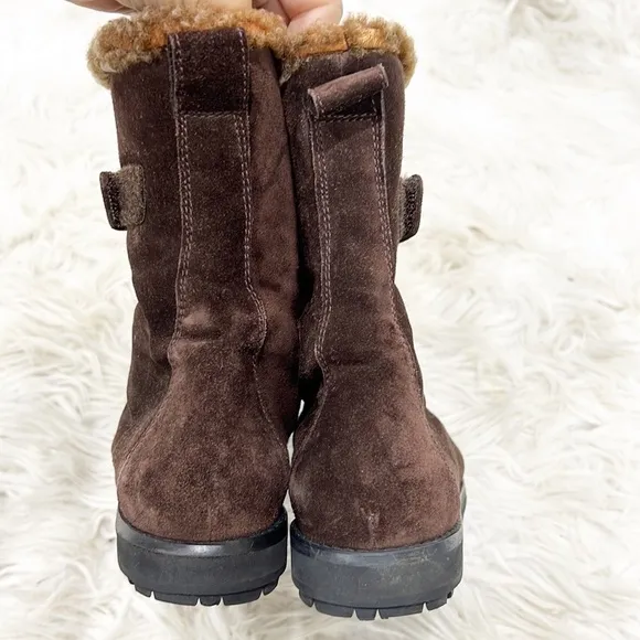 STUART Weitzman Brown Suede Velcro Strap Winter Boots Booties 7