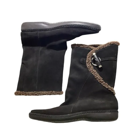 Stuart Weitzman Suede Leather Winter Boots Toggle