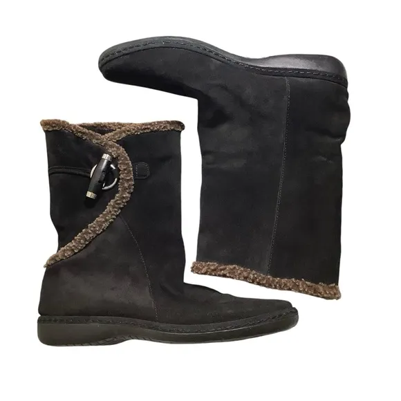 Stuart Weitzman Suede Leather Winter Boots Toggle