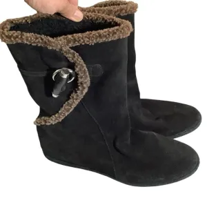 Stuart Weitzman Suede Leather Winter Boots Toggle