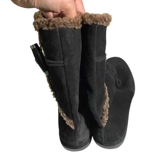 Stuart Weitzman Suede Leather Winter Boots Toggle