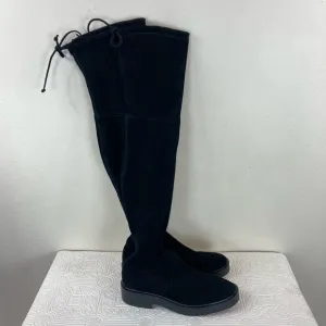 Stuart Weizman Mara Over The Knee Tall Boots Black Stretch Suede Luxe Wi…