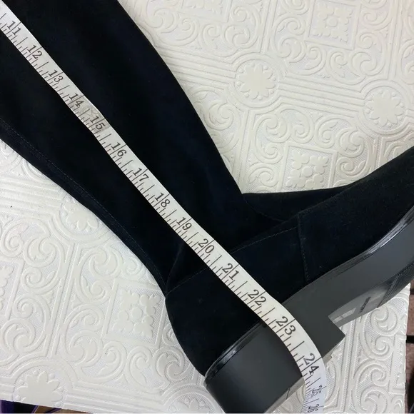 Stuart Weizman Mara Over The Knee Tall Boots Black Stretch Suede Luxe Wi…