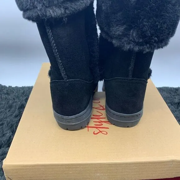 STYLE &amp; CO Witty Black Boots Winter Shoes Womens Black Size 7