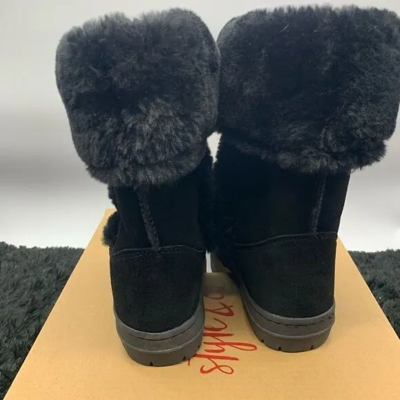 STYLE &amp; CO Witty Black Boots Winter Shoes Womens Black Size 7