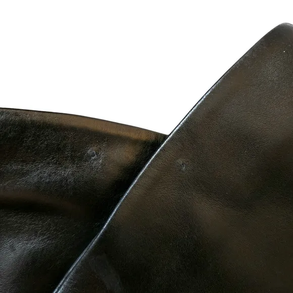 Sudini Randy Tall Riding Boot Black Gold Size 8.5 Italian Gathered Low Heel