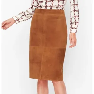 Talbots Luxe Suede Pencil Skirt – Equestrian-Inspired Classic, Size 4 $198