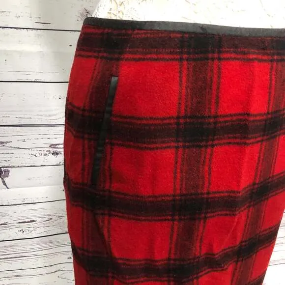 Talbots Red &amp; Black Buffalo Plaid Wool Skirt size 12