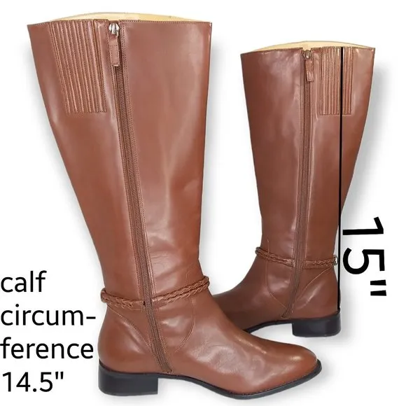 Talbots Tish Riding Boots Size 8M Cognac Leather Knee High Equestrian Preppy