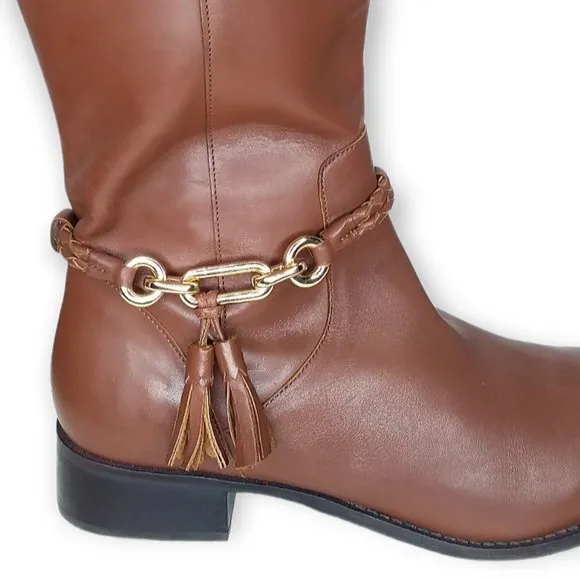 Talbots Tish Riding Boots Size 8M Cognac Leather Knee High Equestrian Preppy