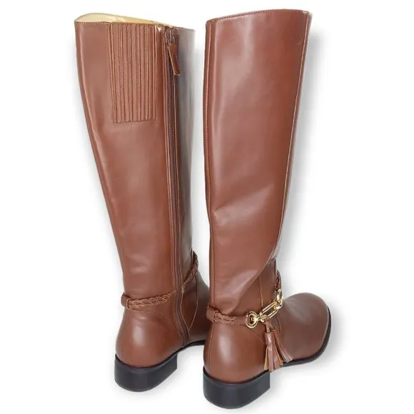 Talbots Tish Riding Boots Size 8M Cognac Leather Knee High Equestrian Preppy