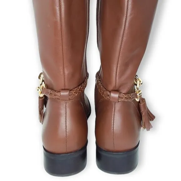 Talbots Tish Riding Boots Size 8M Cognac Leather Knee High Equestrian Preppy