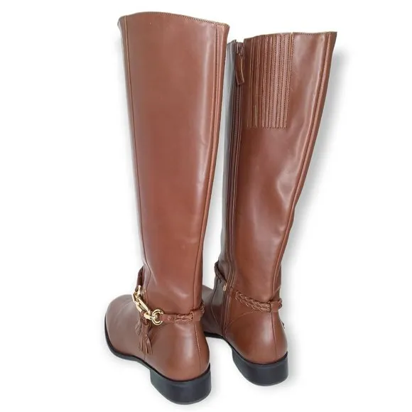Talbots Tish Riding Boots Size 8M Cognac Leather Knee High Equestrian Preppy