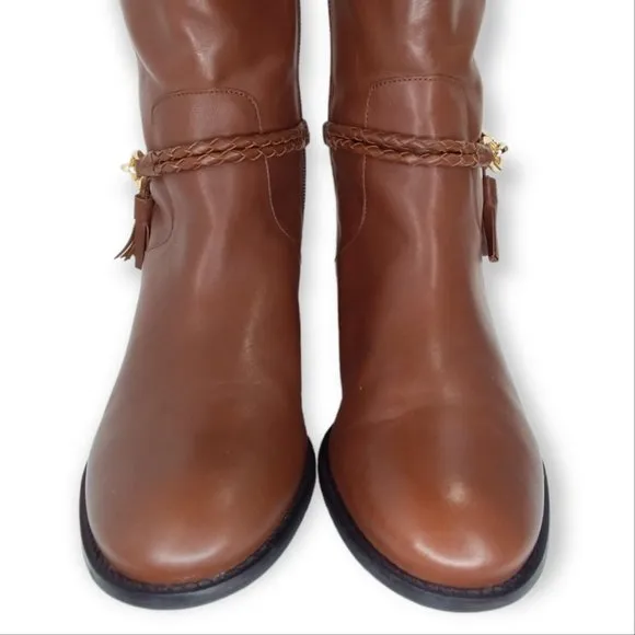 Talbots Tish Riding Boots Size 8M Cognac Leather Knee High Equestrian Preppy