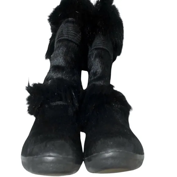 Tecnica Black Goat Fur Winter Boots Made in Italy size 39 fit like 7.5 or 8