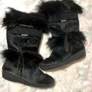 Tecnica Black Goat Fur Winter Boots Made in Italy size 39 fit like 7.5 or 8