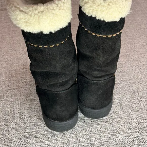 Tecnica Winter Boots Women's Black Suede Furry Top Italian Zippered Side 7