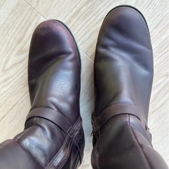 TEVA De La Vina Tall Waterproof Colorblock Brown Maroon Leather Riding Boots ~ 8