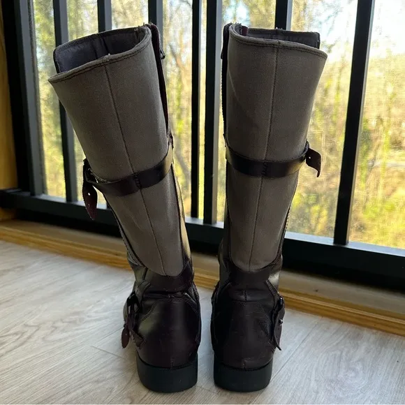 TEVA De La Vina Tall Waterproof Colorblock Brown Maroon Leather Riding Boots ~ 8