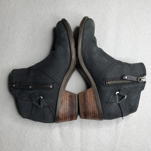 Teva Foxy Black Suede Leather Buckled Heeled Winter Ankle Boots