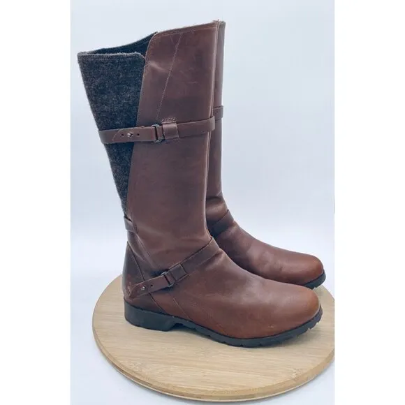 Teva Shoes Womens 8.5 Brown Leather Riding Boots Harness