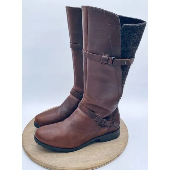 Teva Shoes Womens 8.5 Brown Leather Riding Boots Harness