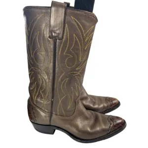 Texas Boot Co Women's Miss Texas Brown Leather Western Cowgirl Boots Sz 6.5C EUC