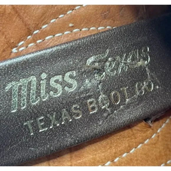 Texas Boot Co Women's Miss Texas Brown Leather Western Cowgirl Boots Sz 6.5C EUC
