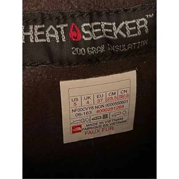 The North Face Girls Suede Heat Seeker 200 Gram Insulation Winter Snow Boots 5